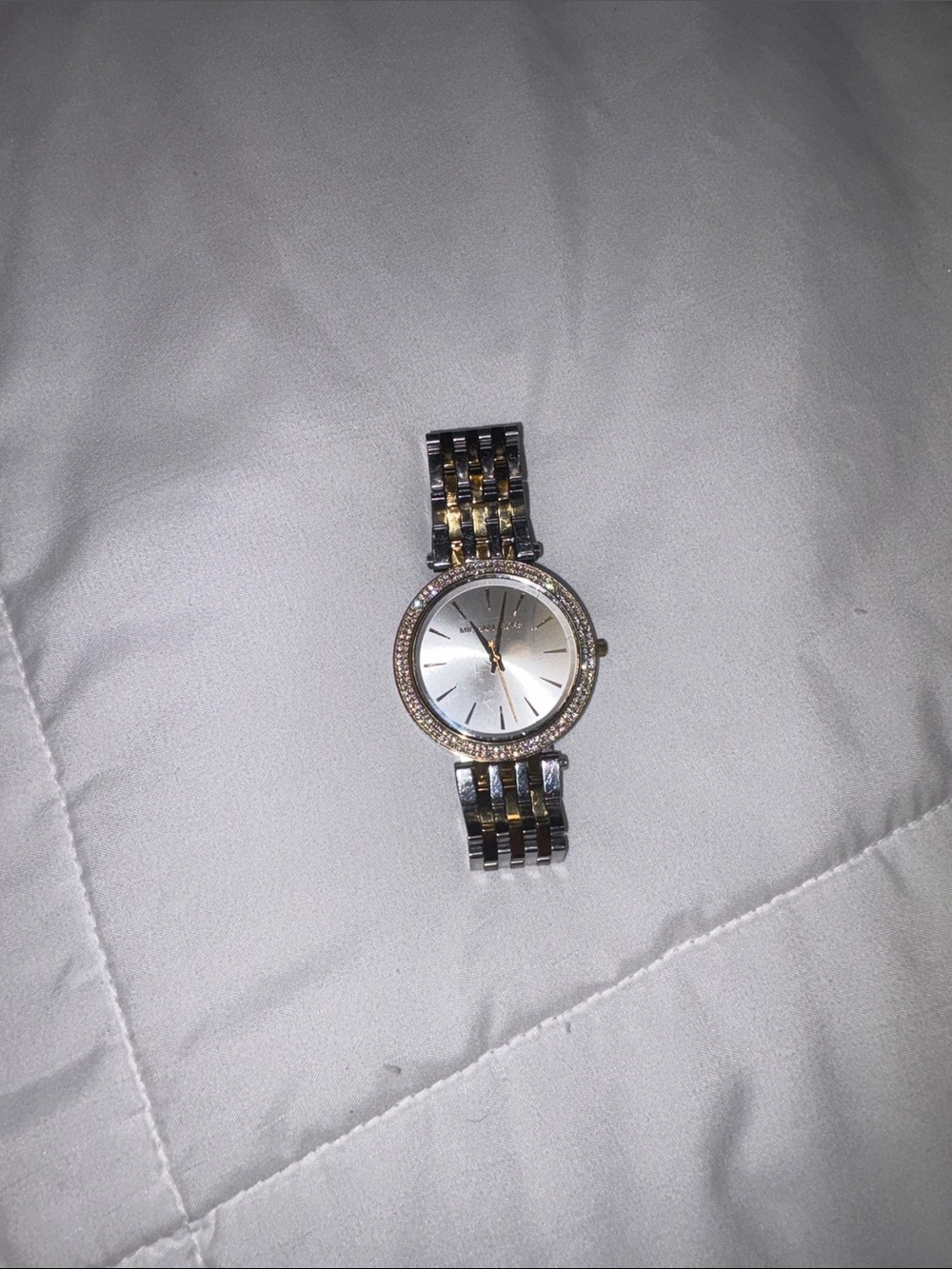 Michael Kors Two-Tone Silver and Gold Bracelet Watch with Crystal Bezel